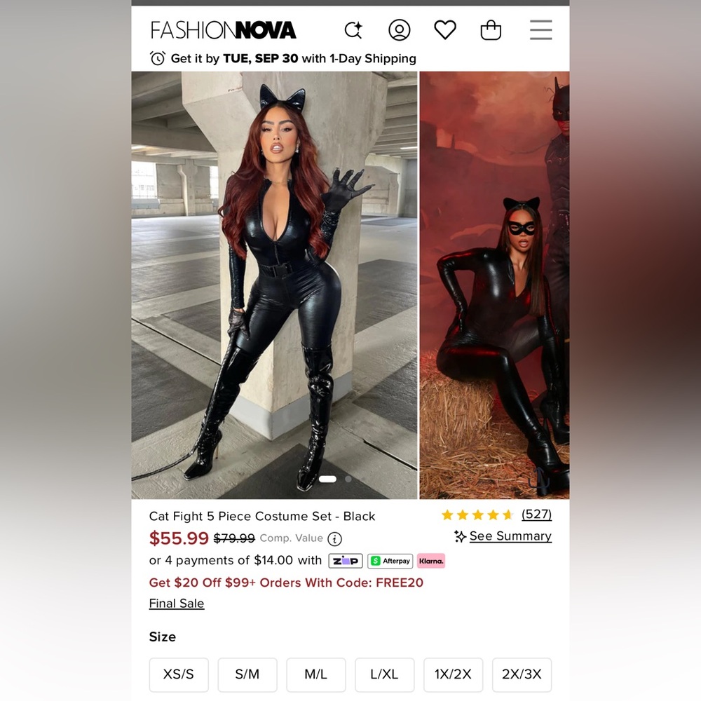 Black Cat Fight 5 Piece Costume Set fashion nova plus size 1x 2x Halloween - Picture 4 of 4